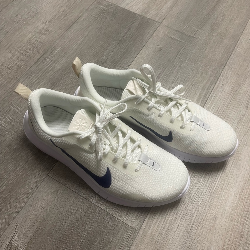 Nike Cream and Blue Athletic Shoes